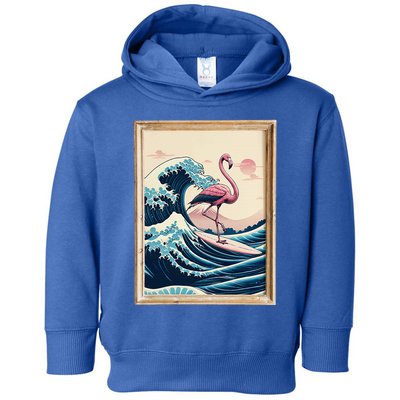 Pink Flamingo Surfer Tropical Great Big Wave Framed Toddler Hoodie