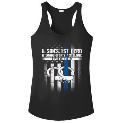 Police Father SonS First Hero Daughters First Love Gift Ladies PosiCharge Competitor Racerback Tank