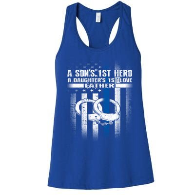 Police Father SonS First Hero Daughters First Love Gift Women's Racerback Tank