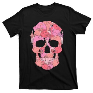 Pink Flamingo Skull Breast Cancer Awareness Halloween  T-Shirt