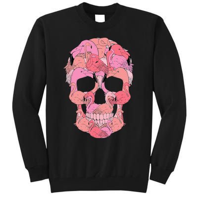 Pink Flamingo Skull Breast Cancer Awareness Halloween  Tall Sweatshirt