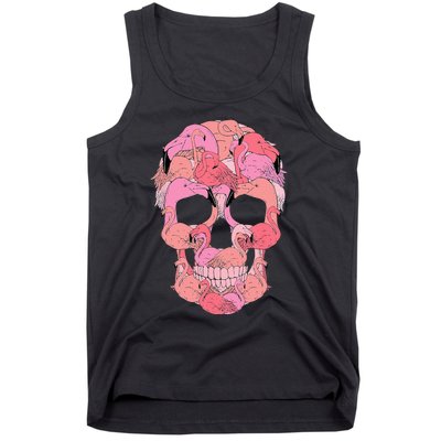 Pink Flamingo Skull Breast Cancer Awareness Halloween  Tank Top