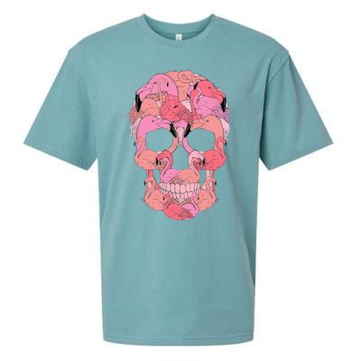 Pink Flamingo Skull Breast Cancer Awareness Halloween  Sueded Cloud Jersey T-Shirt