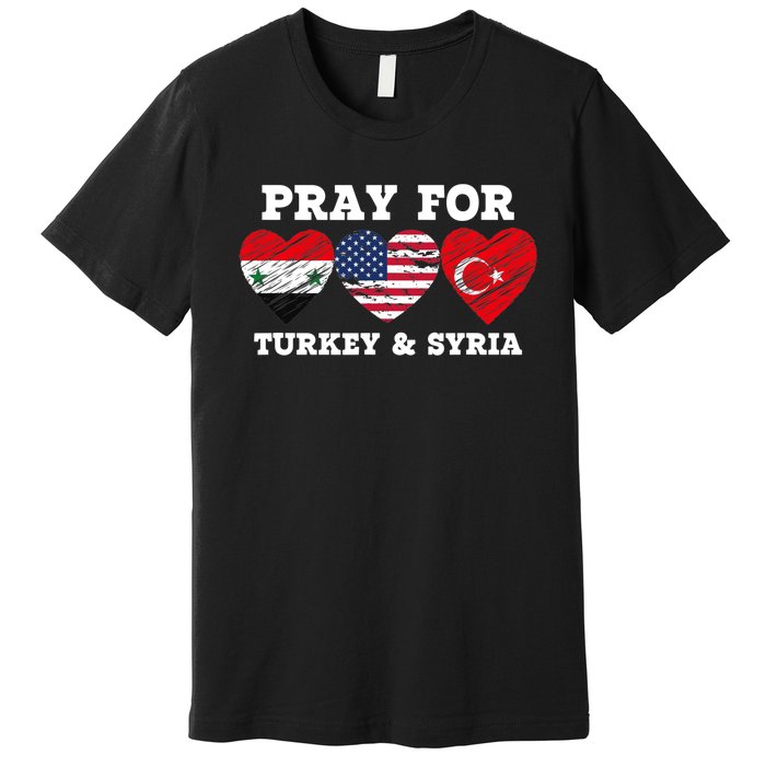 Pray For Syria And Turkey Earthquake American Flag Vintage Premium T-Shirt