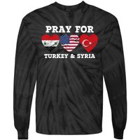 Pray For Syria And Turkey Earthquake American Flag Vintage Tie-Dye Long Sleeve Shirt