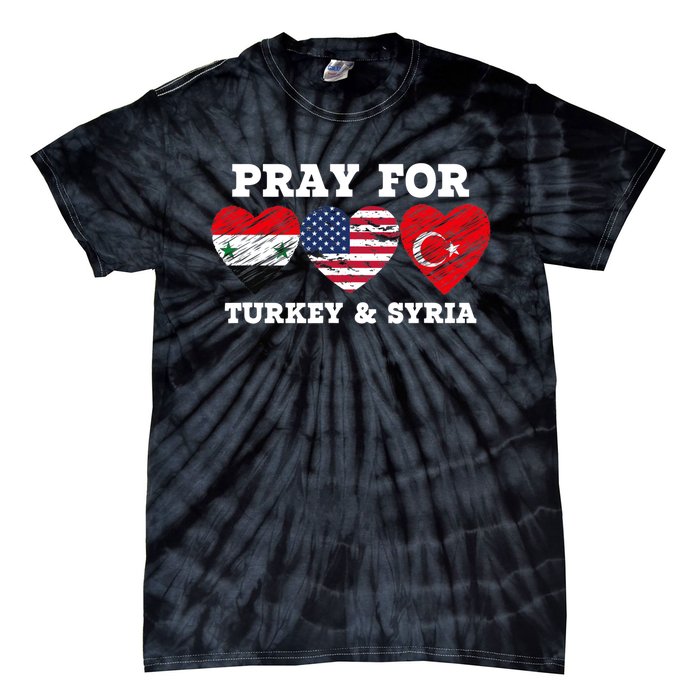 Pray For Syria And Turkey Earthquake American Flag Vintage Tie-Dye T-Shirt