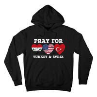 Pray For Syria And Turkey Earthquake American Flag Vintage Tall Hoodie