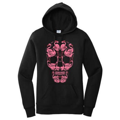 Pink Flamingo Skull Breast Cancer Awareness Halloween Women Women's Pullover Hoodie