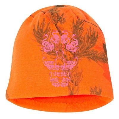 Pink Flamingo Skull Breast Cancer Awareness Halloween Women Kati - Camo Knit Beanie