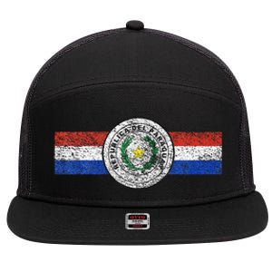 Paraguay Flag Sports Athletic Jersey Style Top 7 Panel Mesh Trucker Snapback Hat