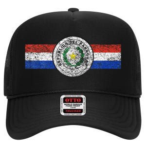 Paraguay Flag Sports Athletic Jersey Style Top High Crown Mesh Back Trucker Hat