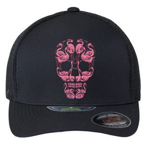 Pink Flamingo Skull Breast Cancer Awareness Halloween Flexfit Unipanel Trucker Cap