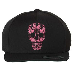 Pink Flamingo Skull Breast Cancer Awareness Halloween Wool Snapback Cap