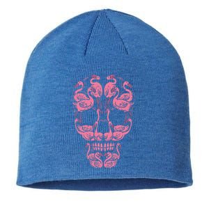 Pink Flamingo Skull Breast Cancer Awareness Halloween Sustainable Beanie