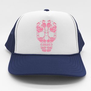 Pink Flamingo Skull Breast Cancer Awareness Halloween Trucker Hat