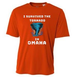 Playful Funny Supportive I Survived The Tornado At Omaha Cooling Performance Crew T-Shirt