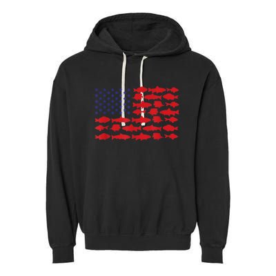 Patriotic Fisher Saltwaters Fish Saltwater Men American Flag Garment-Dyed Fleece Hoodie