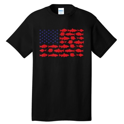 Patriotic Fisher Saltwaters Fish Saltwater Men American Flag Tall T-Shirt