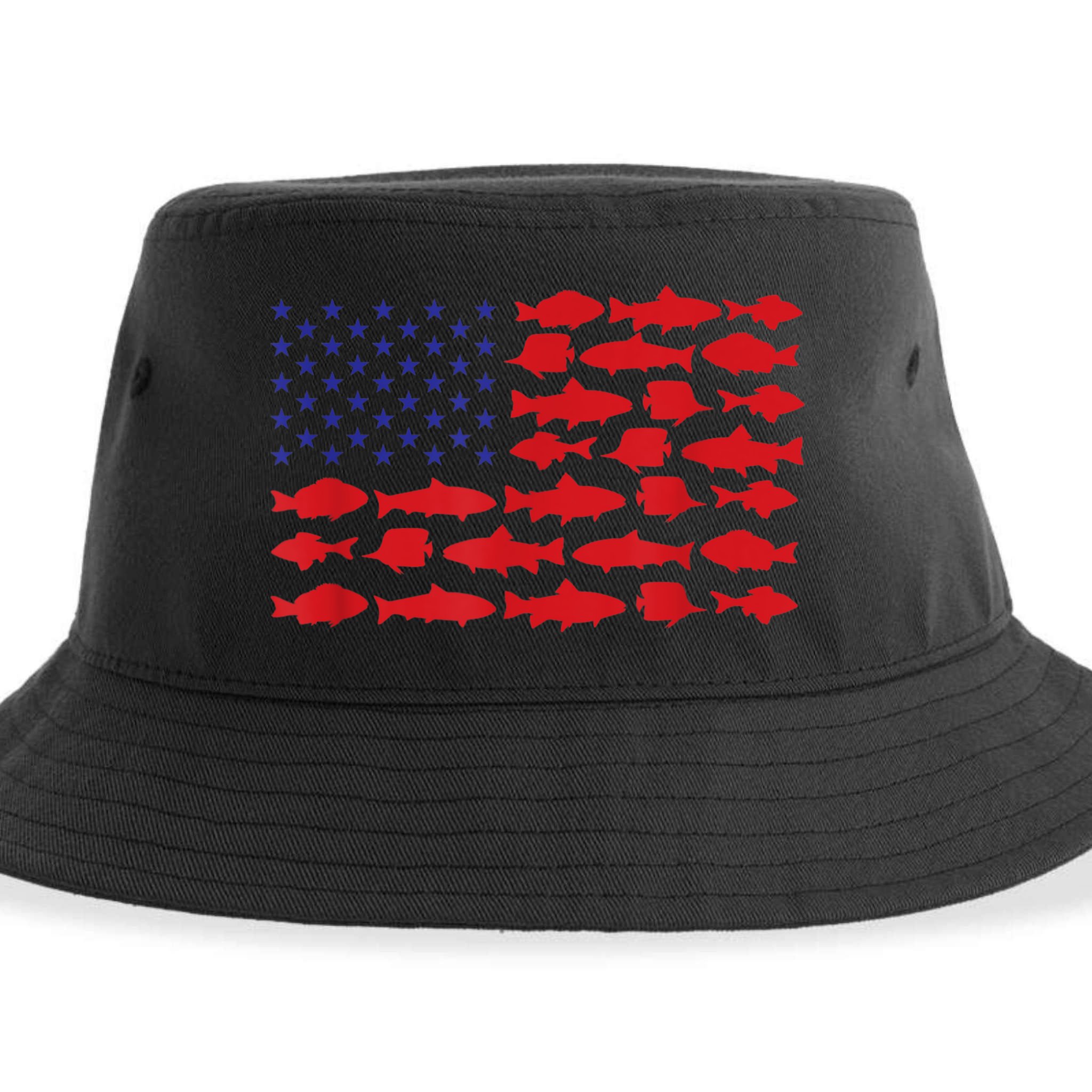 Patriotic Fisher Saltwaters Fish Saltwater Men American Flag Sustainable Bucket Hat