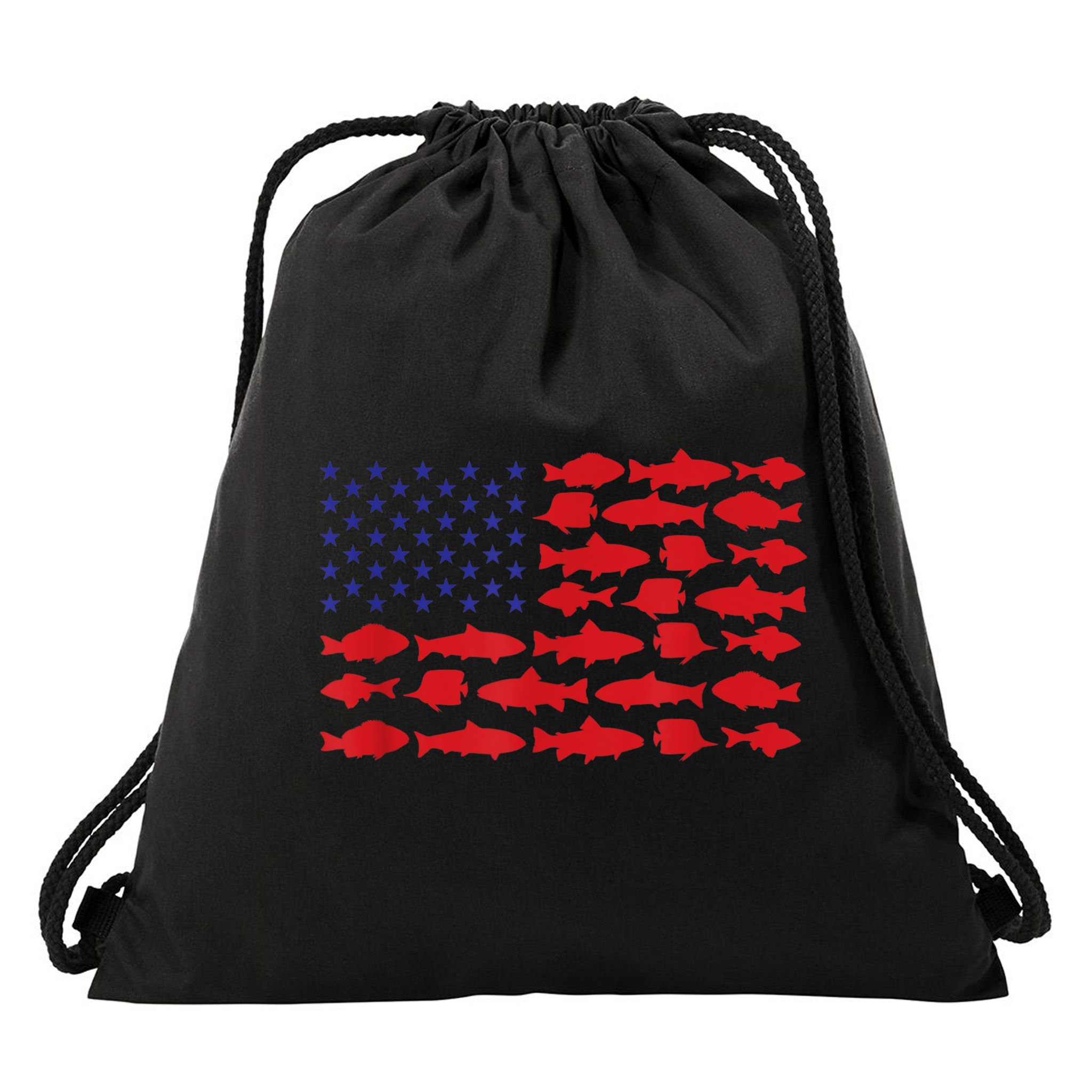 Patriotic Fisher Saltwaters Fish Saltwater Men American Flag Drawstring Bag