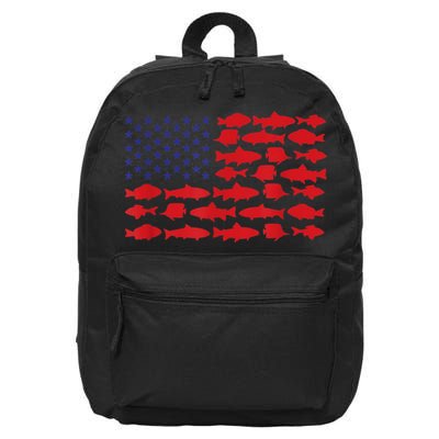 Patriotic Fisher Saltwaters Fish Saltwater Men American Flag 16 in Basic Backpack
