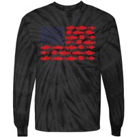 Patriotic Fisher Saltwaters Fish Saltwater Men American Flag Tie-Dye Long Sleeve Shirt