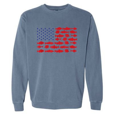 Patriotic Fisher Saltwaters Fish Saltwater Men American Flag Garment-Dyed Sweatshirt