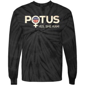 Potus Female Symbol Yes She Kam Harris For President Tie-Dye Long Sleeve Shirt