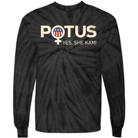 Potus Female Symbol Yes She Kam Harris For President Tie-Dye Long Sleeve Shirt