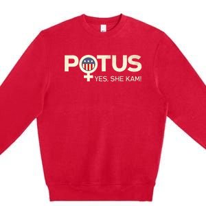 Potus Female Symbol Yes She Kam Harris For President Premium Crewneck Sweatshirt