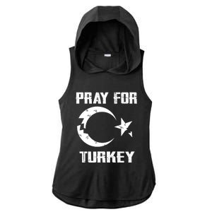 PRAY FOR TURKEY FLAG BROKEN Turkish Ladies PosiCharge Tri-Blend Wicking Draft Hoodie Tank