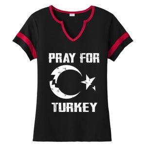 PRAY FOR TURKEY FLAG BROKEN Turkish Ladies Halftime Notch Neck Tee