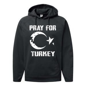 PRAY FOR TURKEY FLAG BROKEN Turkish Performance Fleece Hoodie