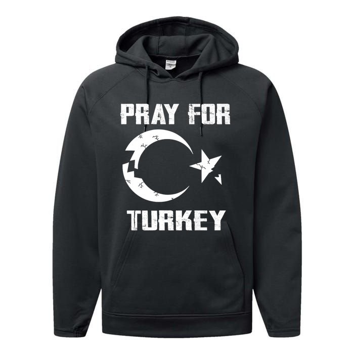 PRAY FOR TURKEY FLAG BROKEN Turkish Performance Fleece Hoodie