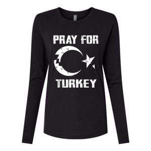 PRAY FOR TURKEY FLAG BROKEN Turkish Womens Cotton Relaxed Long Sleeve T-Shirt