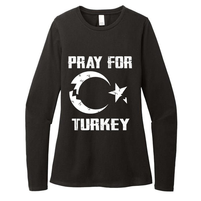 PRAY FOR TURKEY FLAG BROKEN Turkish Womens CVC Long Sleeve Shirt