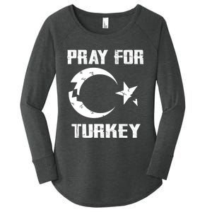 PRAY FOR TURKEY FLAG BROKEN Turkish Women's Perfect Tri Tunic Long Sleeve Shirt