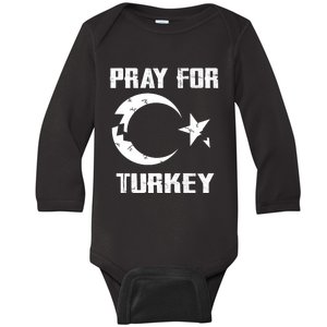 PRAY FOR TURKEY FLAG BROKEN Turkish Baby Long Sleeve Bodysuit