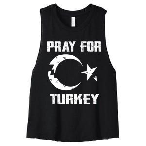 PRAY FOR TURKEY FLAG BROKEN Turkish Women's Racerback Cropped Tank