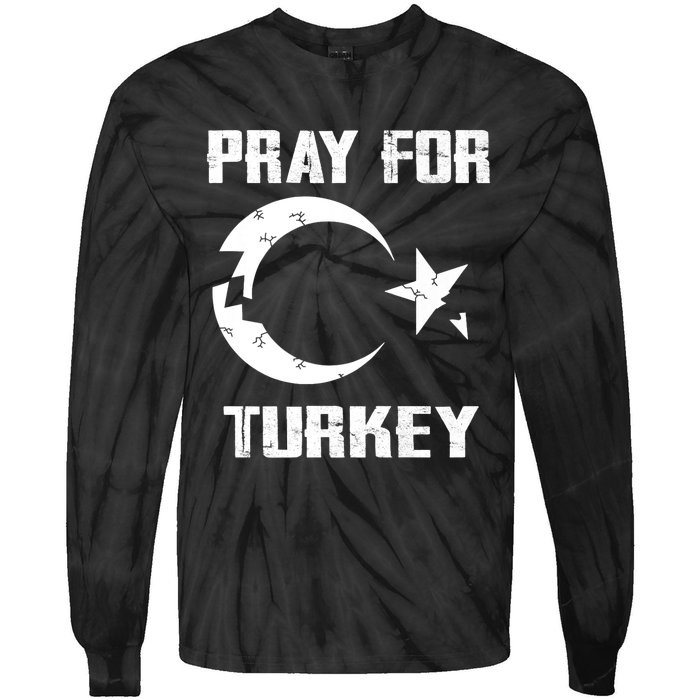 PRAY FOR TURKEY FLAG BROKEN Turkish Tie-Dye Long Sleeve Shirt