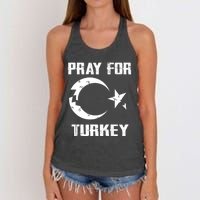 PRAY FOR TURKEY FLAG BROKEN Turkish Women's Knotted Racerback Tank