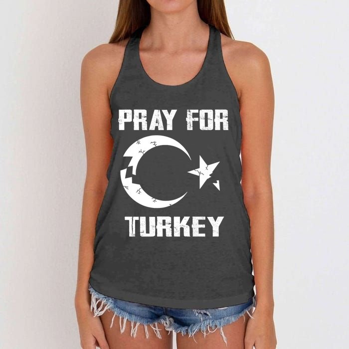 PRAY FOR TURKEY FLAG BROKEN Turkish Women's Knotted Racerback Tank