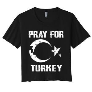 PRAY FOR TURKEY FLAG BROKEN Turkish Women's Crop Top Tee