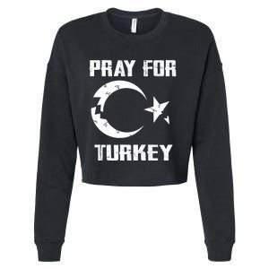 PRAY FOR TURKEY FLAG BROKEN Turkish Cropped Pullover Crew