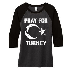 PRAY FOR TURKEY FLAG BROKEN Turkish Women's Tri-Blend 3/4-Sleeve Raglan Shirt