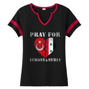 Pray For Turkey Syria Earthquake Support Rebuild Ladies Halftime Notch Neck Tee