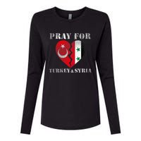 Pray For Turkey Syria Earthquake Support Rebuild Womens Cotton Relaxed Long Sleeve T-Shirt