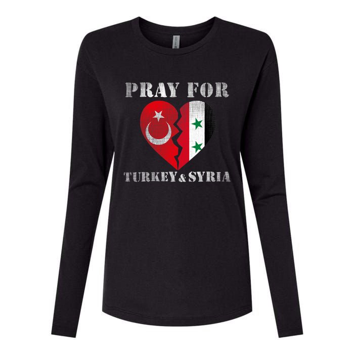 Pray For Turkey Syria Earthquake Support Rebuild Womens Cotton Relaxed Long Sleeve T-Shirt