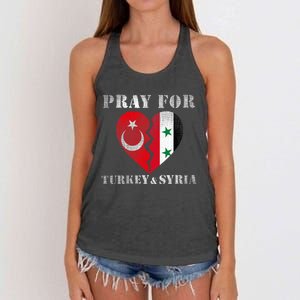 Pray For Turkey Syria Earthquake Support Rebuild Women's Knotted Racerback Tank