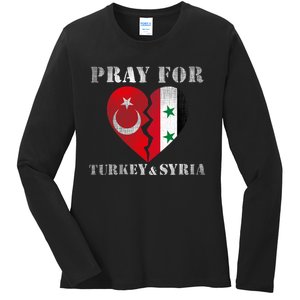 Pray For Turkey Syria Earthquake Support Rebuild Ladies Long Sleeve Shirt